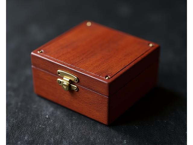 Small cherry wood jewelry box with brass hinges